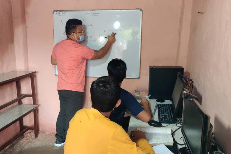 slum children taking class